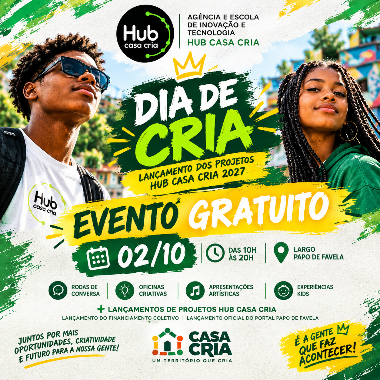 DIA DE CRIA: COM META DE CAPACITAR 300 JOVENS NO SUBÚRBIO EM 2027 HUB CASA CRIA LANÇA PROJETOS